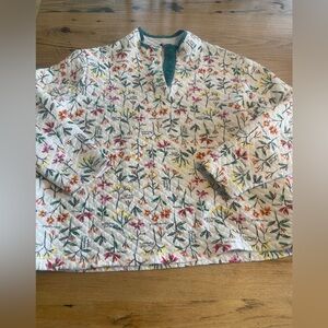 Lands' End Green‎ Cream Sweatshirt Top - 1X Women’s Preloved